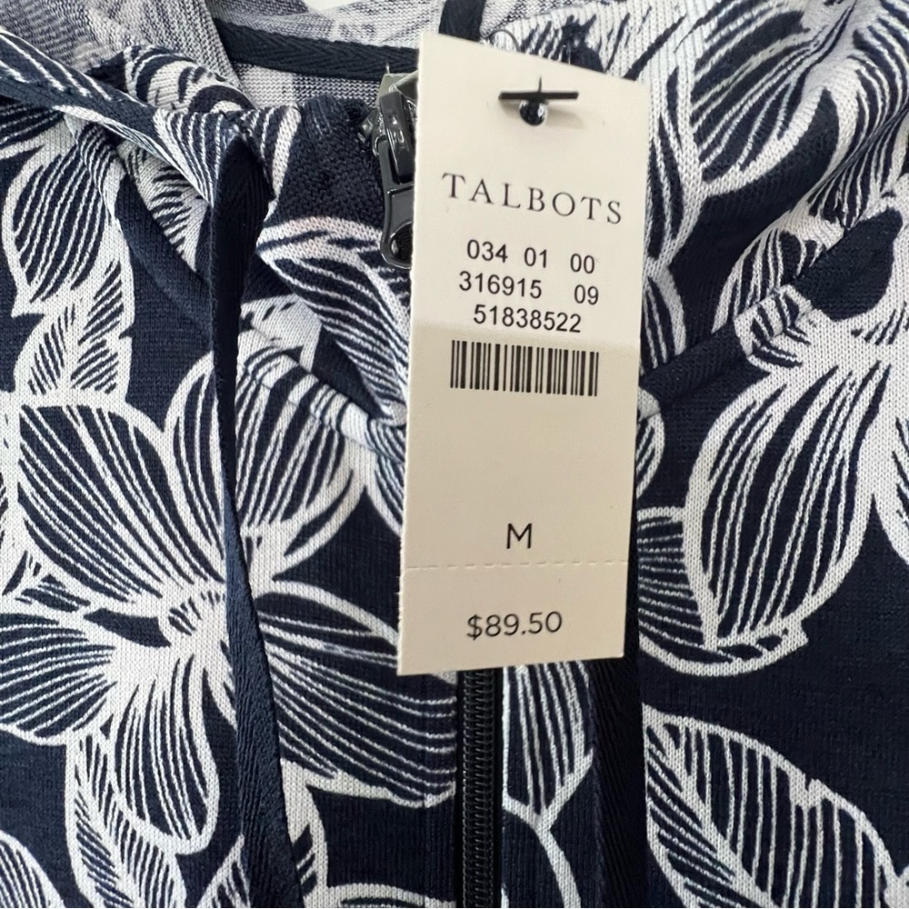 Talbots zip up light jacket. NWT